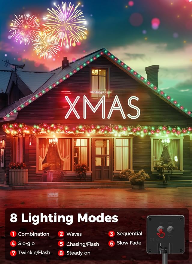 Minetom Solar Christmas Lights Outdoor Waterproof, 2 Pack Total 80FT 200 LED - Image 2