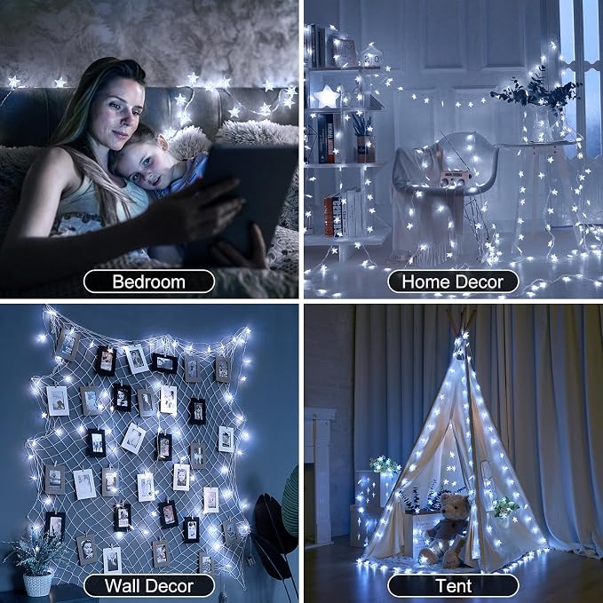 Star String Lights Plug in - 33 ft 100 LED Star Fairy String Lights - Image 5
