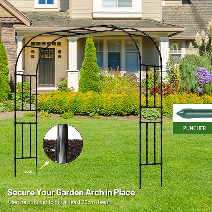 Twira Garden Arch Trellis, 7.9FT Metal Garden Arbor Trellis - Image 6