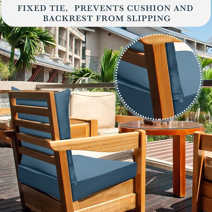Hoteam 6 Set Outdoor Chair Cushions 20 x 20 Inch Patio Cushions Deep Seat - Image 5