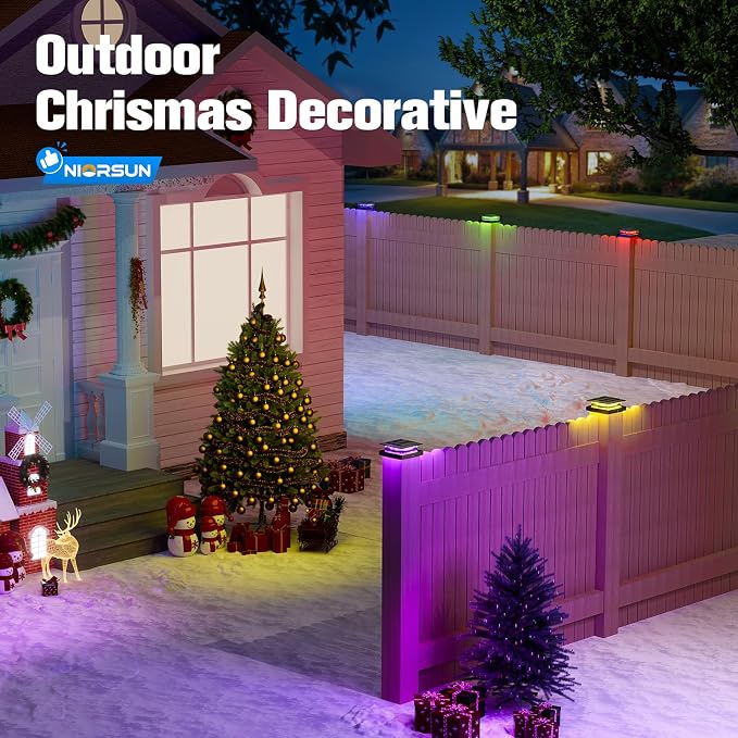 NIORSUN Solar Post Cap Lights Outdoor Waterproof, 4x4 Post Solar Lights RGB - Image 7