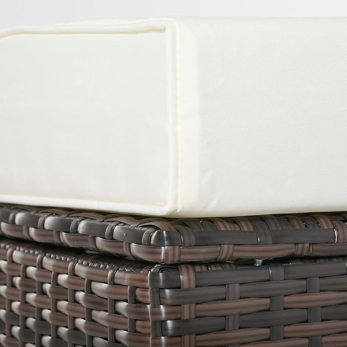 Outsunny 20" Patio Wicker Ottoman, Additional Seating, Side Table - Image 10