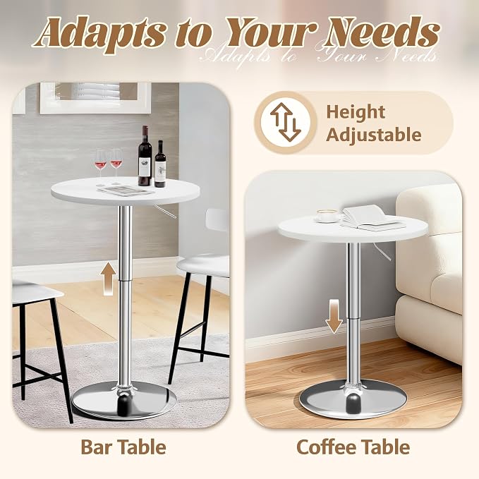 Shahoo Bar Table, Adjustable Height Pub Table 27.4-36 Inches, Cocktail Table - Image 4