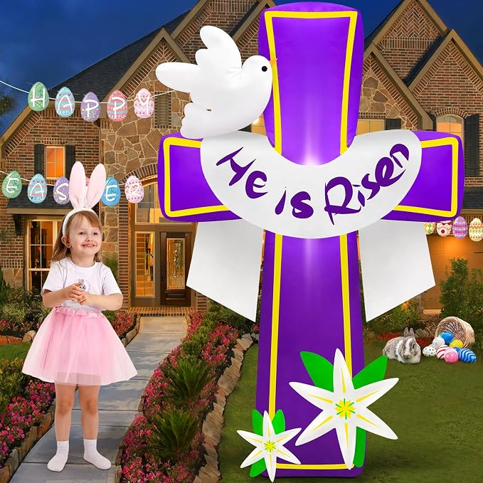 MICOCAH 4.5FT Easter Inflatables Outdoor Decorations He is Risen Inflatable - Image 9