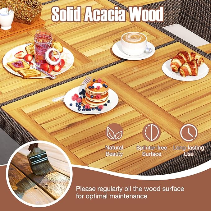 Tangkula 9 Pieces Rattan Outdoor Dining Set - Image 8