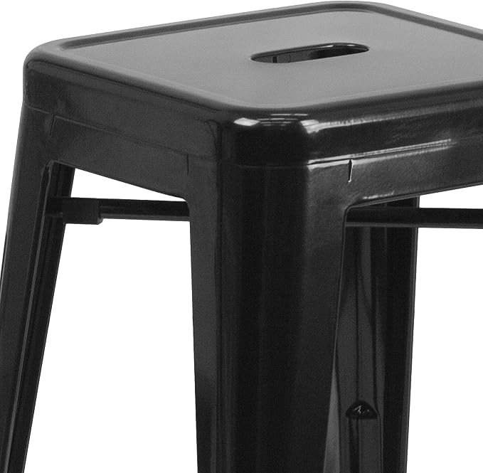 Flash Furniture Lily 4 Pack Commercial Grade 30" High Backless Black Metal - Image 7
