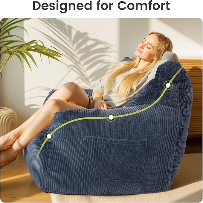 Pamapic 59" Bean Bag Chair, 2 Seat Loveseat Sofa, Ultra Soft Dutch Velvet - Image 5