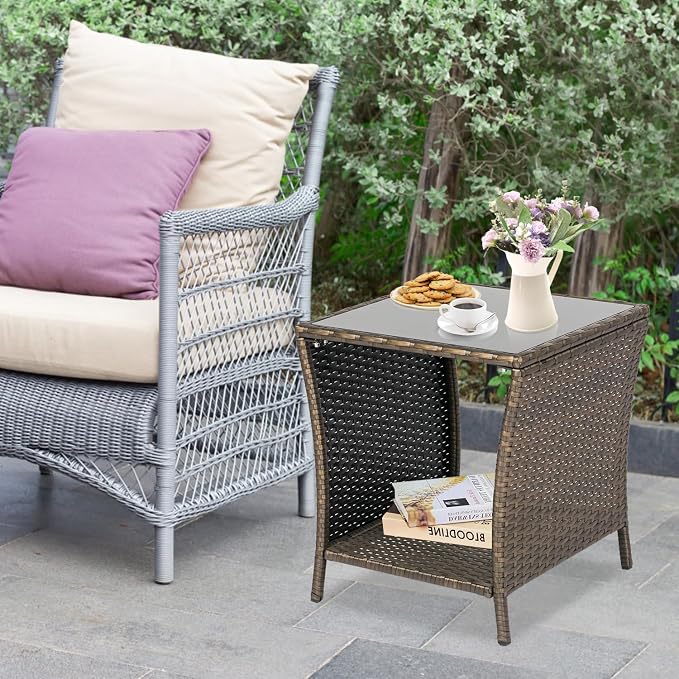 Kinfant Rattan Patio Side Table - Image 7