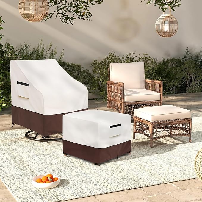 Patio Ottoman Cover, 32W x 32D x 18H inch, Waterproof Square Patio Small Side - Image 8