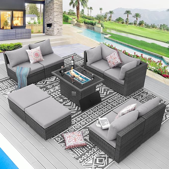 BULEXYARD 9 Pcs Highback Patio Furniture Set by BULEXYARDFURNITURE