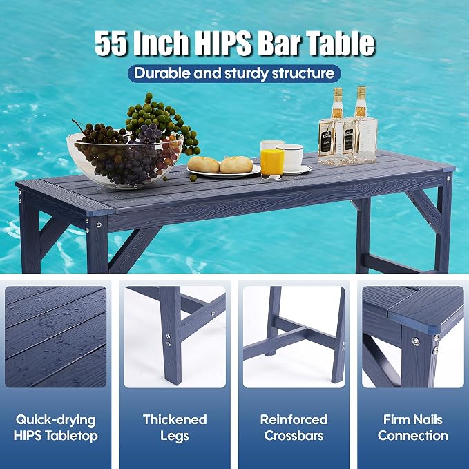 3Pcs HIPS Outdoor Patio Bar Set, All Weather HIPS Bar Table and Chairs Set - Image 4