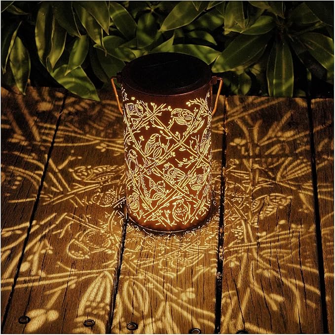Solar Cardinal Lanterns Outdoor Hanging Decor Lantern, Waterproof Hollow Out by AITENISEN