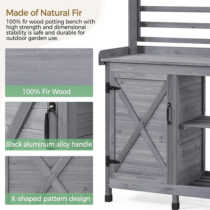 Yaheetech Outdoor Potting Bench, Large Horticulture Work Table Workstation - Image 7