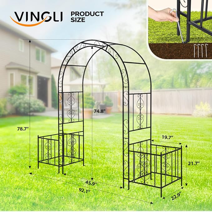 VINGLI Garden Arbor Arch, Wedding Arch Archway - Image 2