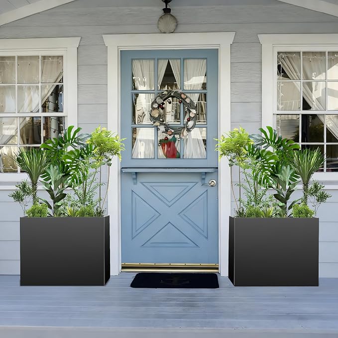 All-Weather Large Metal Planter Box, Modern Tall Outdoor Planters - Image 7