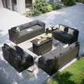 Aoxun Patio Furniture Set with Fire Pit Table, 12 Piece Outdoor Sectional Sofas by Aoxun