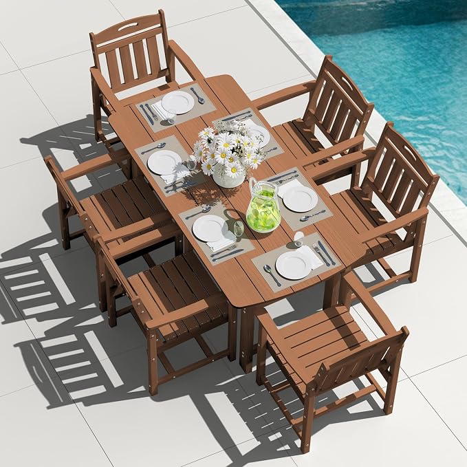 Outdoor Rectangle Dining Table, Heavy-Duty HDPE Table - Image 2