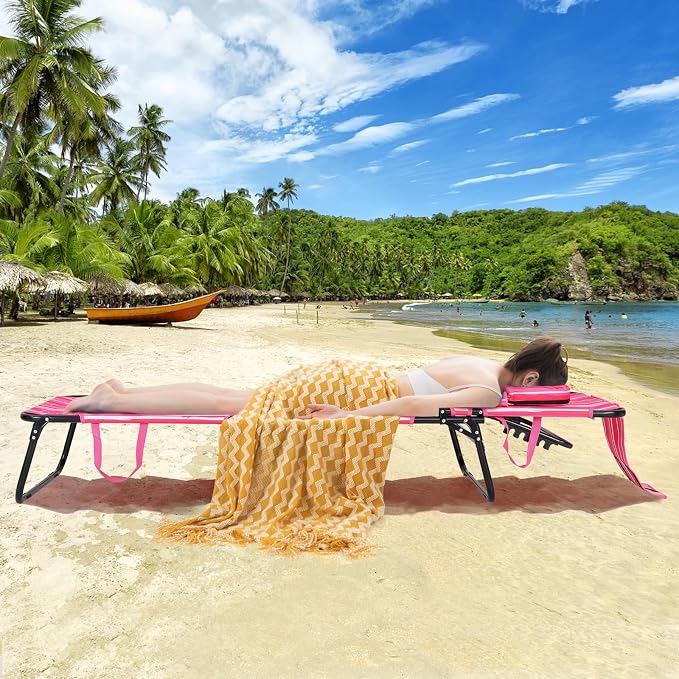 GYMAX Tanning Chair, 350lbs Beach Lounge Chair - Image 9