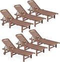 SERWALL Outdoor Chaise Lounge Set of 6, HDPE Pool Lounge Chair by SERWALL