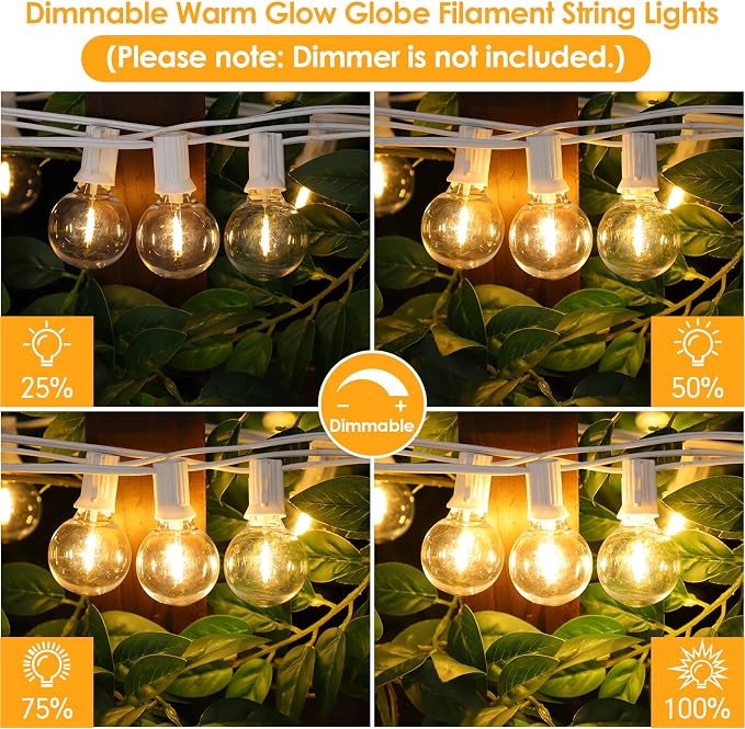 Mlambert 50Ft Outdoor String Lights, G40 Globe Patio Lights - Image 2