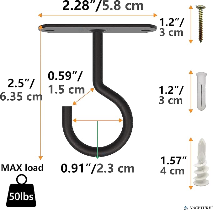 NACETURE Ceiling Hooks Heavy Duty 2 Pack - Image 8
