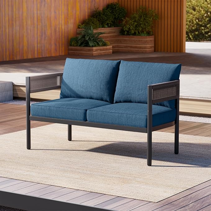 Gand Patio Outdoor Loveseat, Wicker Conversation Set - Image 6