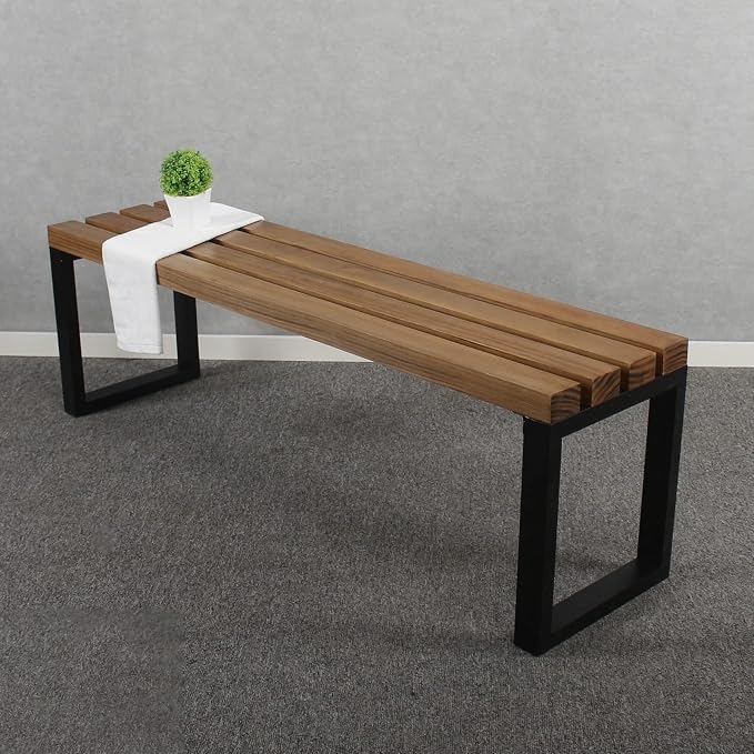 MBQQ Outdoor Soild Wood Bench, 55 inch Patio Picnic Bench, Oil Finished by MBQQ