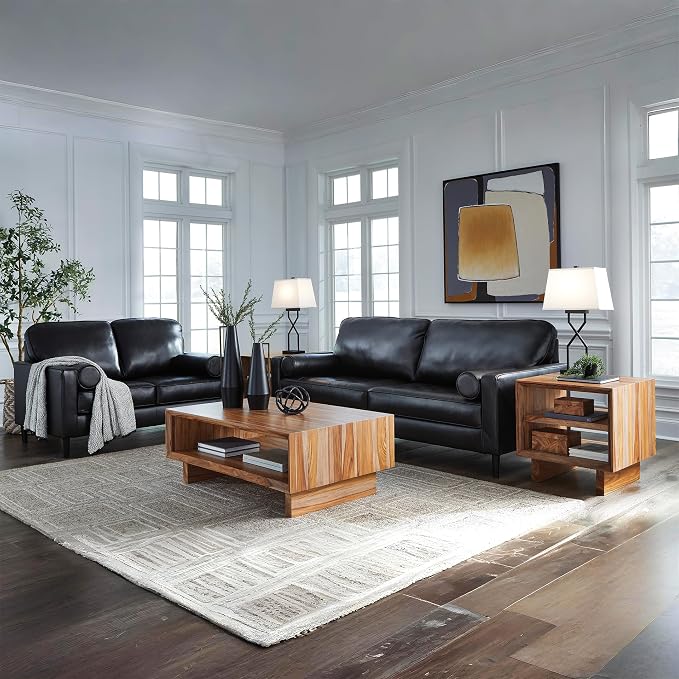 Signature Design by Ashley Bryceview Mid-Century Leather Match Tufted Loveseat - Image 8