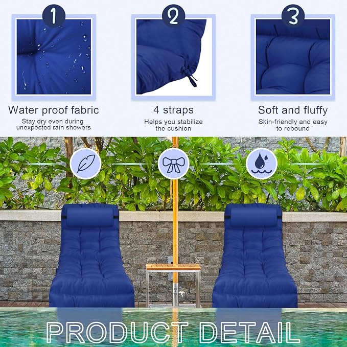 4 Pieces Outdoor Chaise Lounge Cushions - Image 4