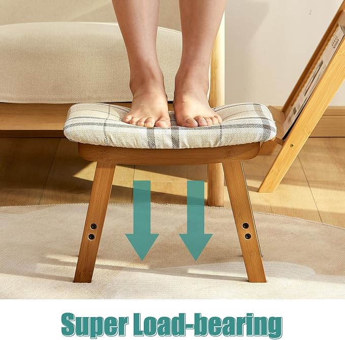 Foot Stools Ottoman, Small Foot Stool Ottoman, and Footstool, Wooden Foot Stool - Image 4