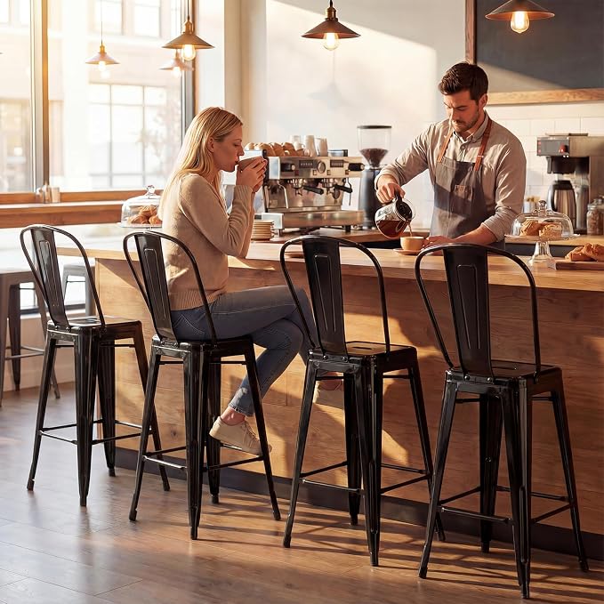 COSTWAY 24'' Metal Bar stools Set of 4, - Image 9
