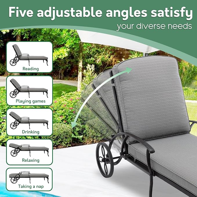 Chaise Lounge Chair Outdoor- Patio Pool Chairs Tanning Lounges - Image 3