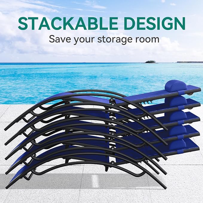 YITAHOME Outdoor Chaise Lounge Chair Set of 3, Pool Lounge Chairs - Image 8