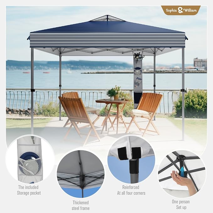 Sophia & William Canopy Tent Pop Up 10x10 ft One Person Push Set Up Tent - Image 3