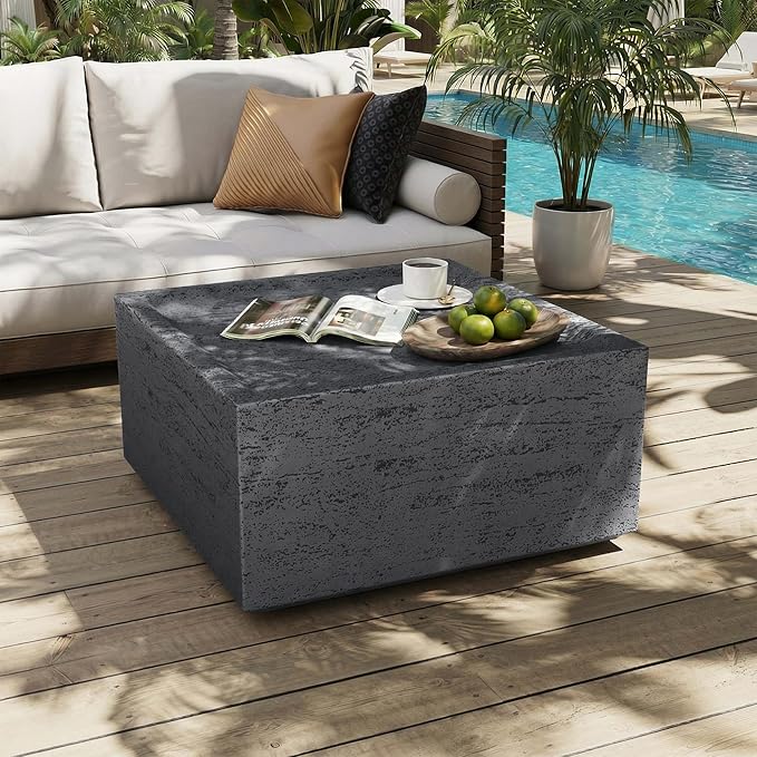 UPHA Outdoor Square Coffee Table, Small Modern Minimalist Accent Tables - Image 5