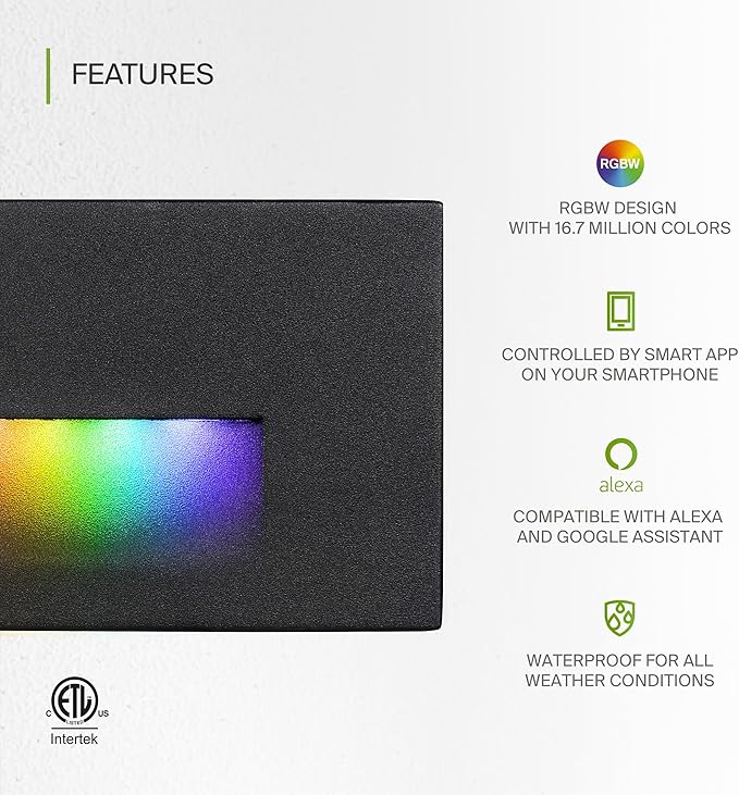 ASD LED Recessed Step Light Fixture, Outdoor & Indoor Tread Lighting | RGBW - Image 3