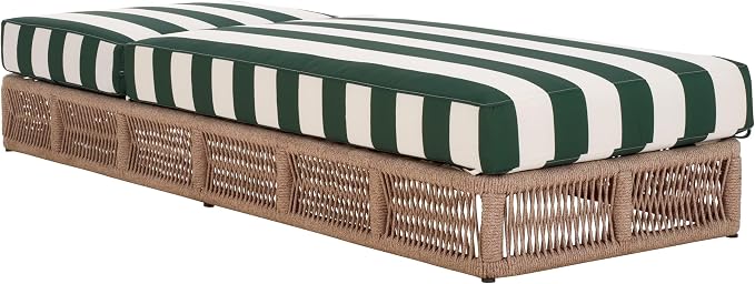 SAFAVIEH Outdoor Collection Gillian Heather Tan & Hunter Green Stripe Chaise - Image 8