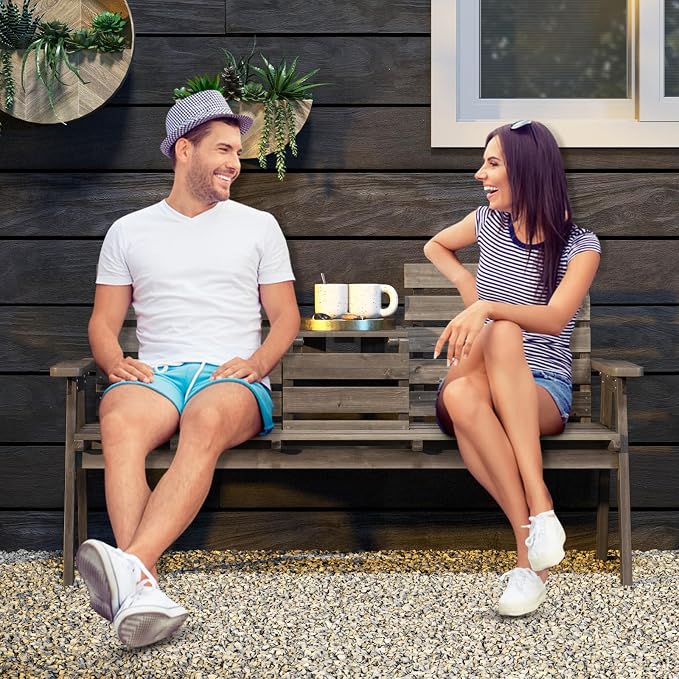 Tangkula Outdoor Fir Wood Bench - Image 9