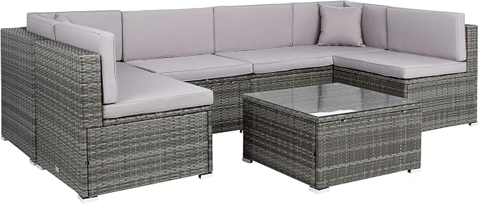 SAFAVIEH PAT7510B-2BX Collection Sectional Diona Grey Outdoor Living Patio Set - Image 3