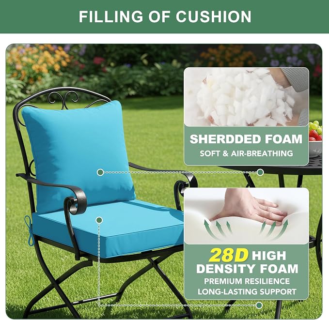 Outdoor Backrest and Deep Seat Cushion Set, Waterproof Fade Resistant Patio - Image 4