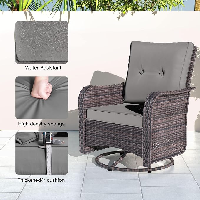 Kullavik 10 Pieces Outdoor Patio Furniture Set, PE Wicker Rattan Sectional Sofa - Image 7