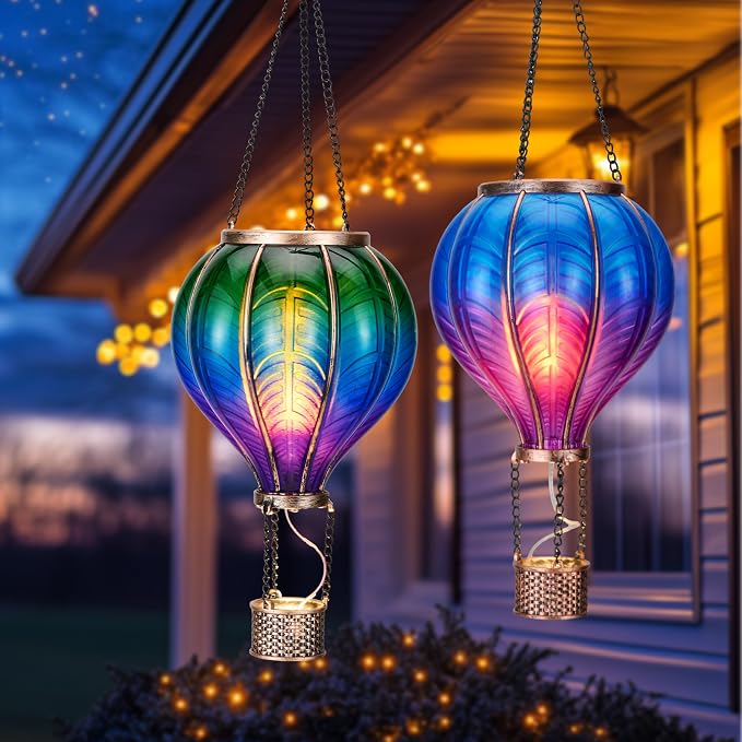 TERESA'S COLLECTIONS 2 Pack Hanging Solar Lantern Outdoor Garden Decor - Image 6