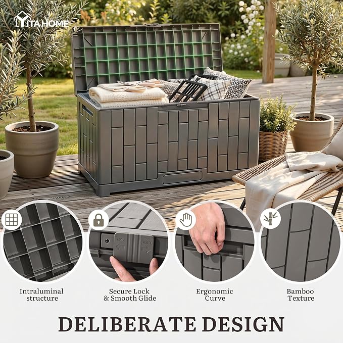 YITAHOME 60 Gallon Outdoor Storage Box, Lockable Resin Deck Box - Image 3