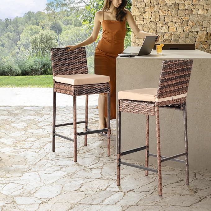 VINGLI Outdoor Bar Stools Set of 2 - Image 3