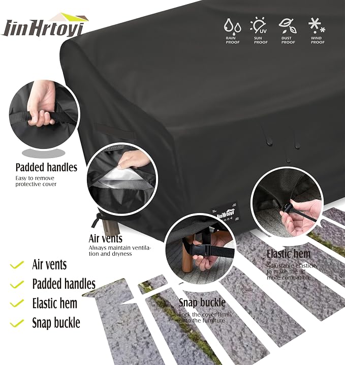 JinHrtoyi 3-Seater Outdoor Couch Cover, 93Wx40Dx35H inches Outdoor Furniture - Image 4