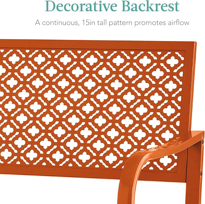 Best Choice Products Outdoor Bench 2-Person Metal Steel Benches Furniture - Image 5