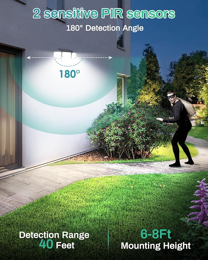 Solar Lights Outdoor, In-Ground or Wall Mount, 180° PIR Motion Sensor, 236 LED - Image 3