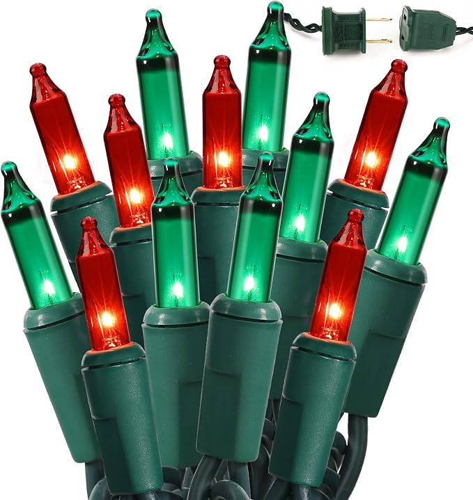 BrizLabs Red & Green Christmas Lights, UL Certified Incandescent Christmas by BrizLabs