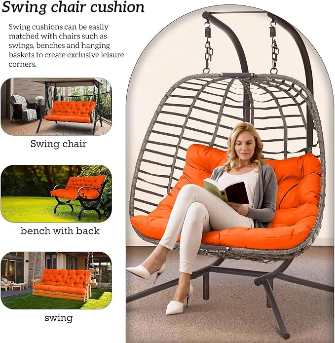 Outside Benches Cushion with Backrest, Thicken Waterproof Swing Cushions 2/3 - Image 2