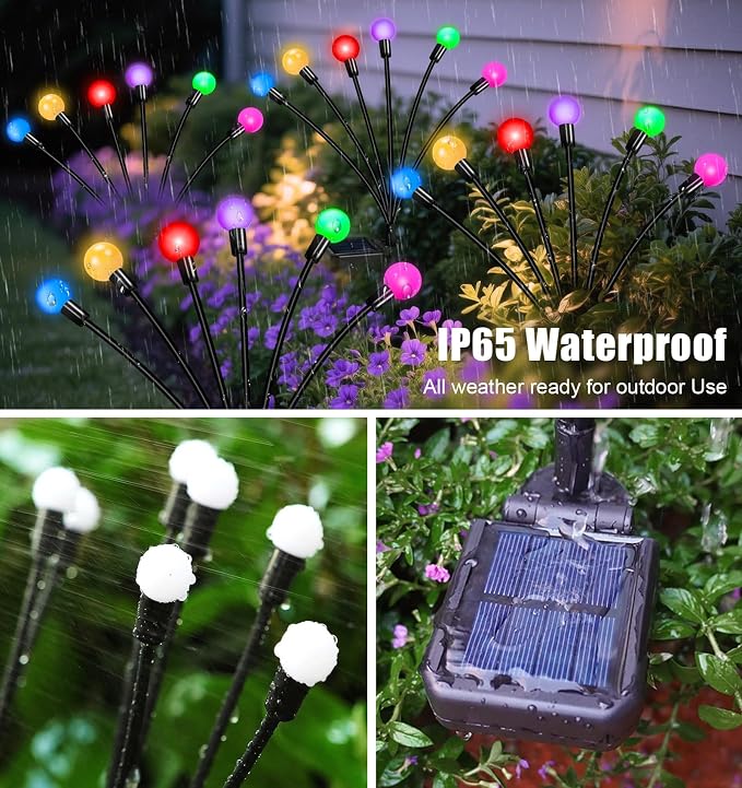 Solar Garden Lights Outdoor Decor, 24 LEDs Solar Firefly Light, 4 Pack 6 Heads - Image 5